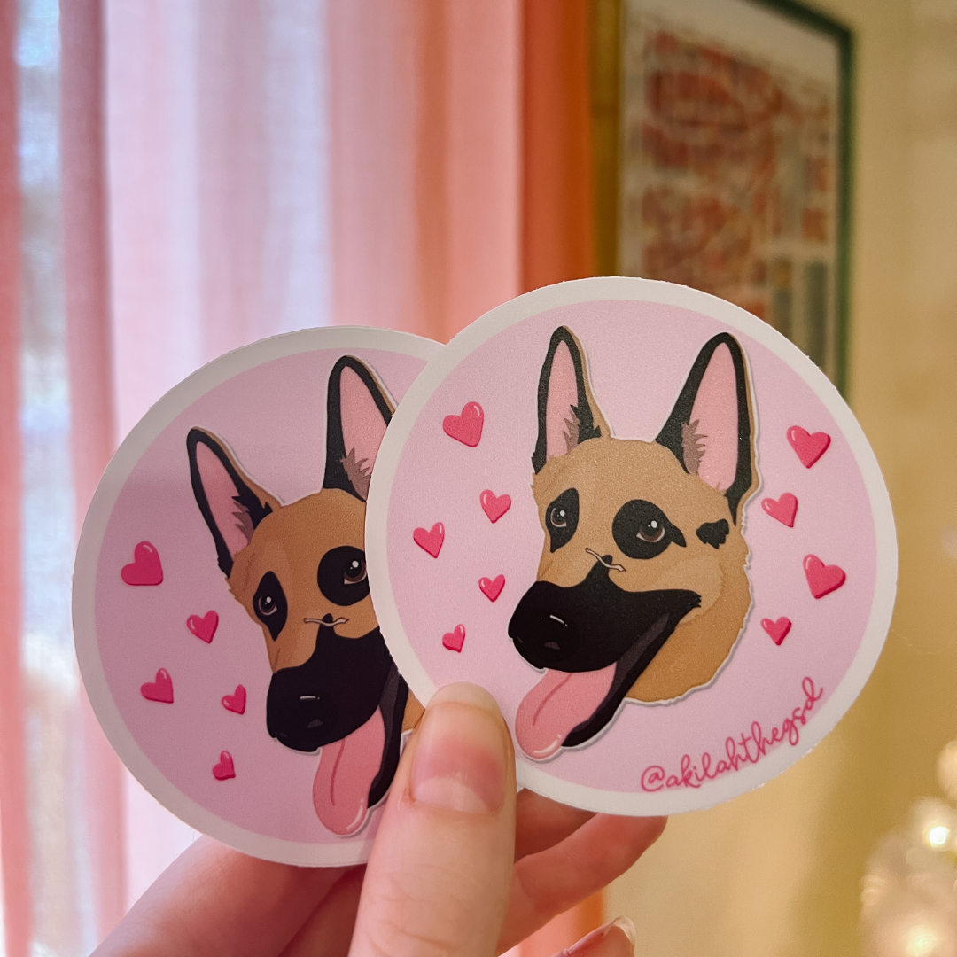 Akilah The GSD - Heart Sticker